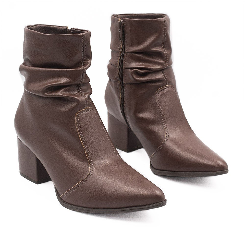Bota Zatta Drapeada Cano Curto Cora Marrom Marrom 3