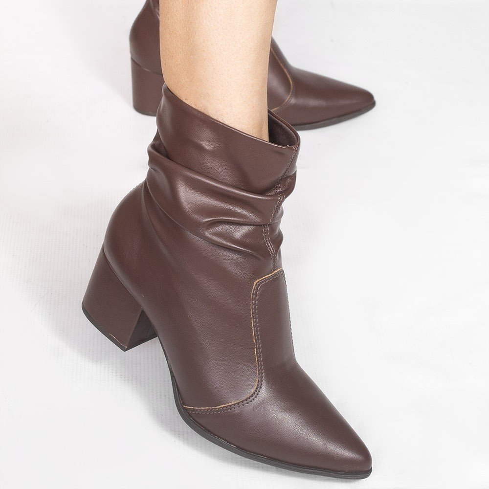Bota Zatta Drapeada Cano Curto Cora Marrom Marrom 4