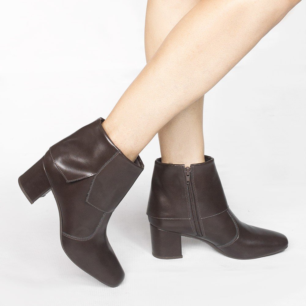Bota Zatta Salto Bloco Baixo Bico Quadrado Sulamita Marrom Marrom 2
