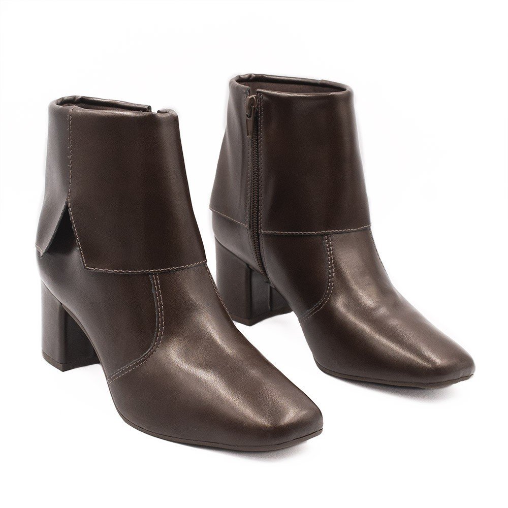 Bota Zatta Salto Bloco Baixo Bico Quadrado Sulamita Marrom Marrom 3