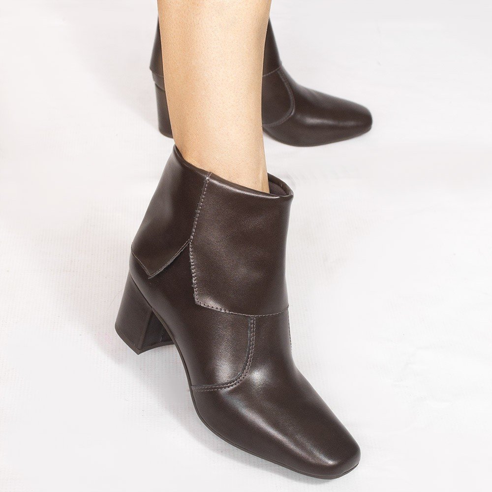 Bota Zatta Salto Bloco Baixo Bico Quadrado Sulamita Marrom Marrom 4