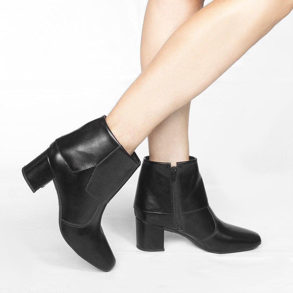 Bota Zatta Salto Bloco Baixo Bico Quadrado Sulamita Preta Preto 2