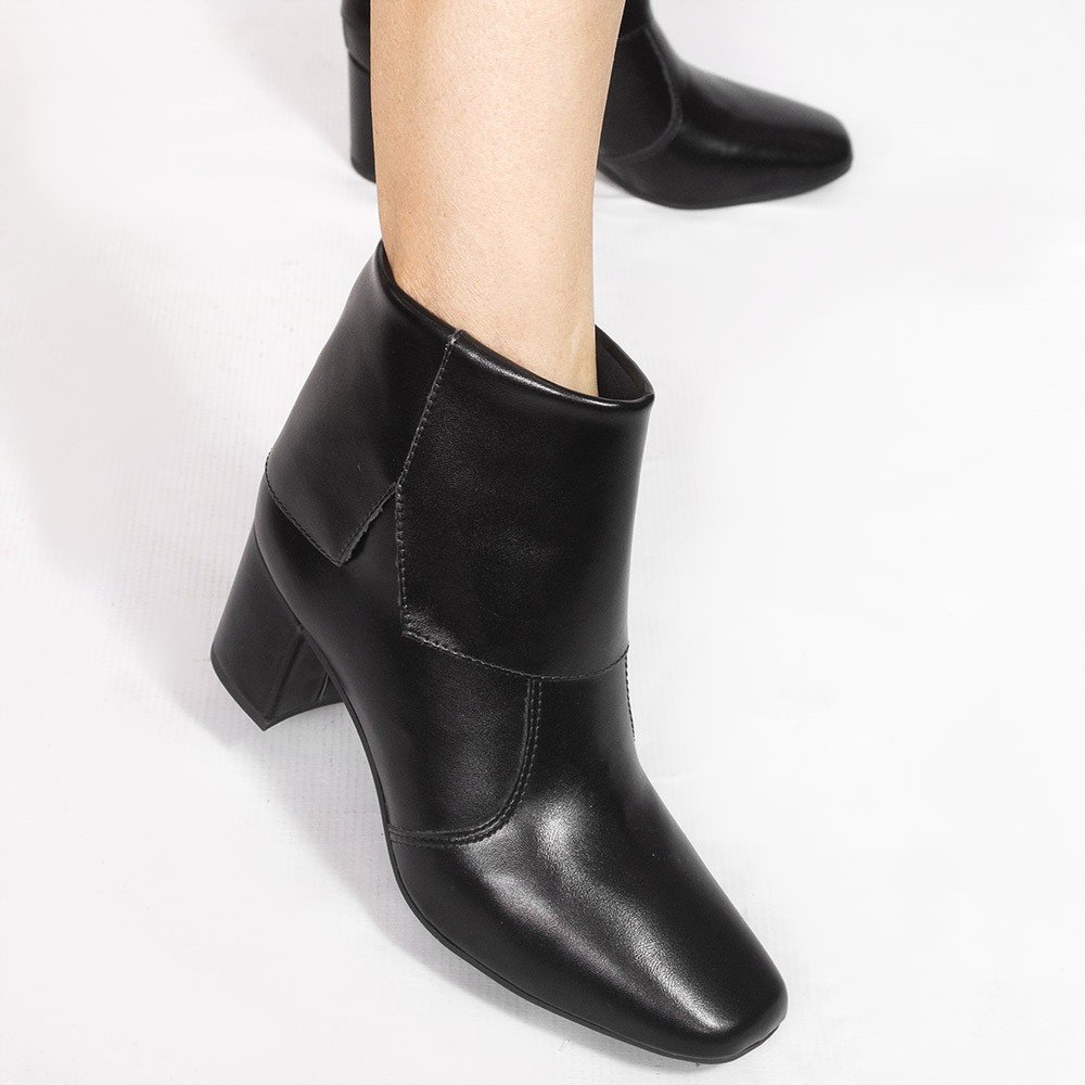 Bota Zatta Salto Bloco Baixo Bico Quadrado Sulamita Preta Preto 4