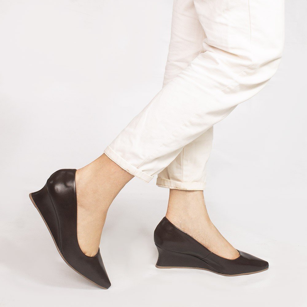 Scarpin Zatta  Anabela  Alexia Marrom Marrom 2