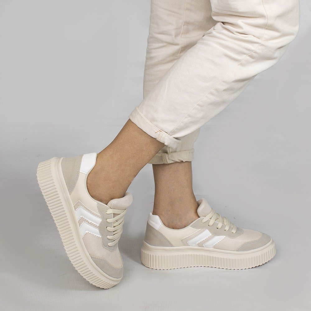 Tênis Zatta Sola Alta Katy Bicolor Creme