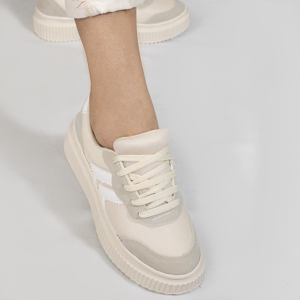 Tênis Zatta Sola Alta Katy Bicolor Creme Branco 6