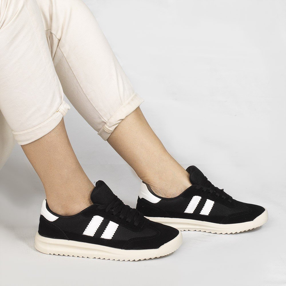 Tênis Casual  Duas Listras Kauane Preto Preto 2