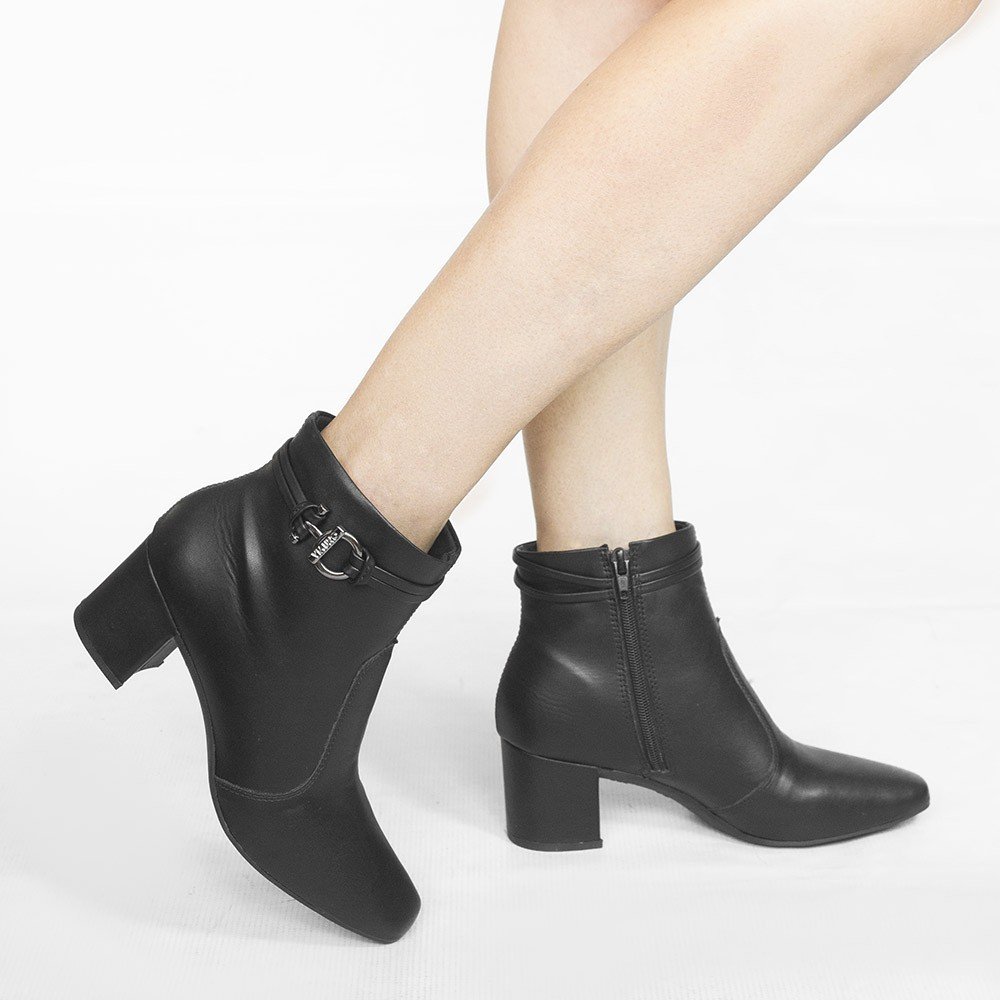 Bota Zatta Bico Quadrado Salto Bloco Quiteria Preta Preto 2