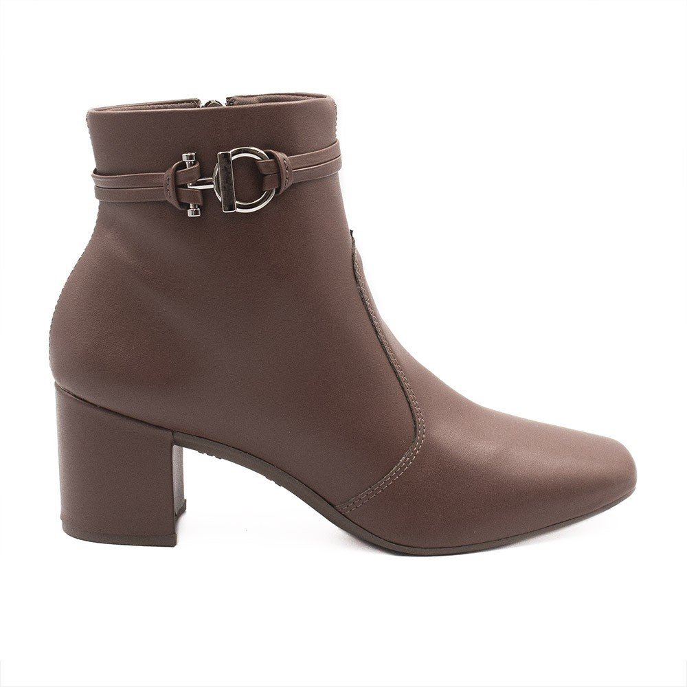 Bota Zatta Bico Quadrado Salto Bloco Quiteria Marrom