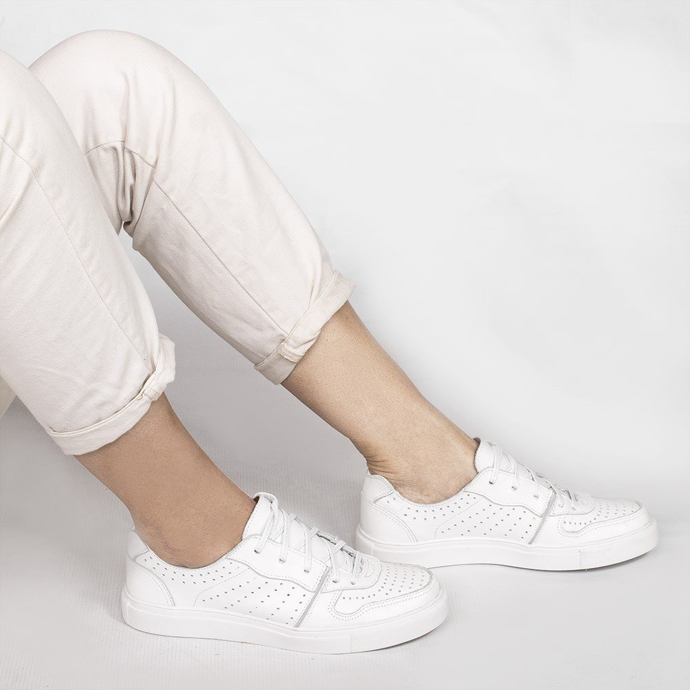 Tênis Zatta Casual em Couro Laura Branco Branco 2