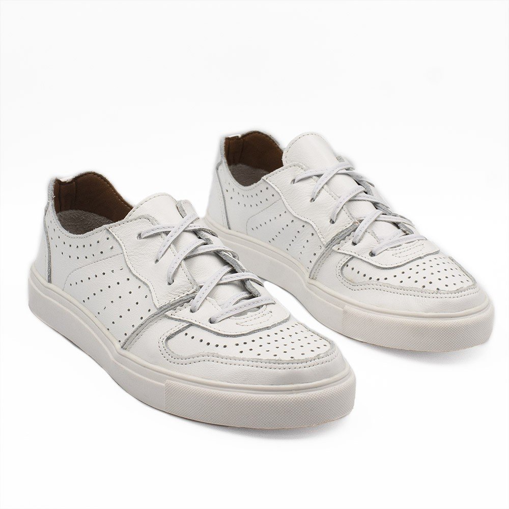 Tênis Zatta Casual em Couro Laura Branco Branco 3