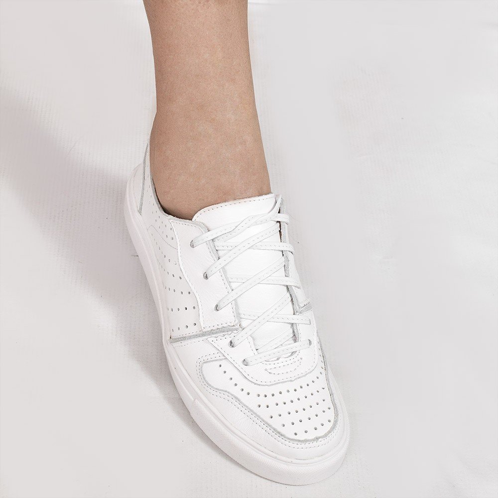 Tênis Zatta Casual em Couro Laura Branco Branco 4