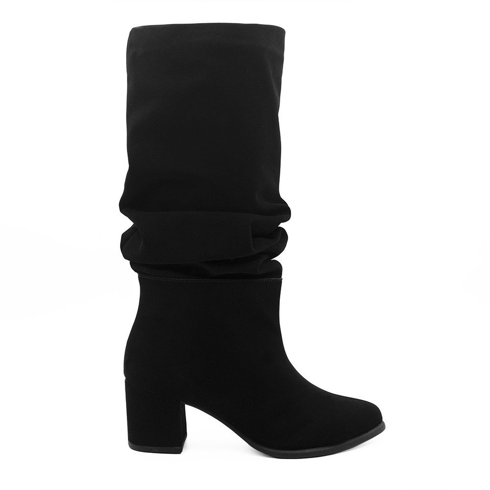 Bota Zatta Drapeada Salto Bloco Hebe Nobuck Preta