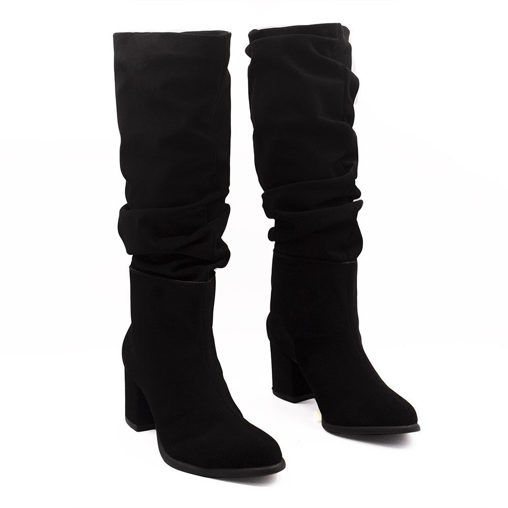 Bota Zatta Drapeada Salto Bloco Hebe Nobuck Preta Preto 3