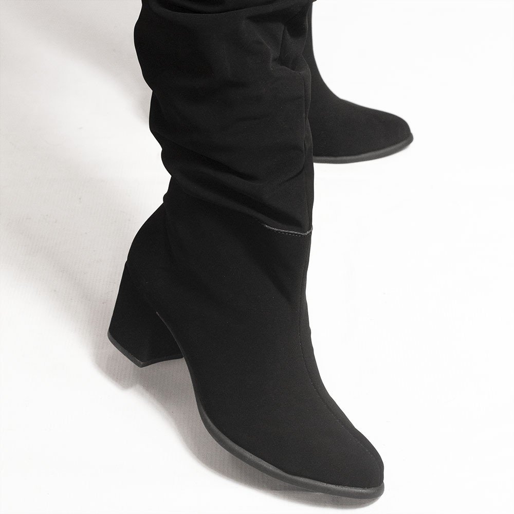 Bota Zatta Drapeada Salto Bloco Hebe Nobuck Preta Preto 5