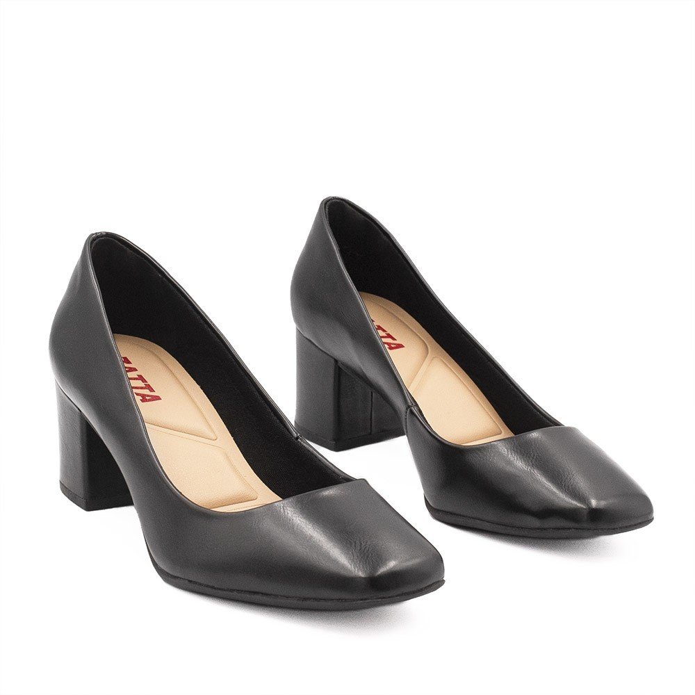 Sapato Retrô Zatta Bico Quadrado Heidi Preto Preto 4