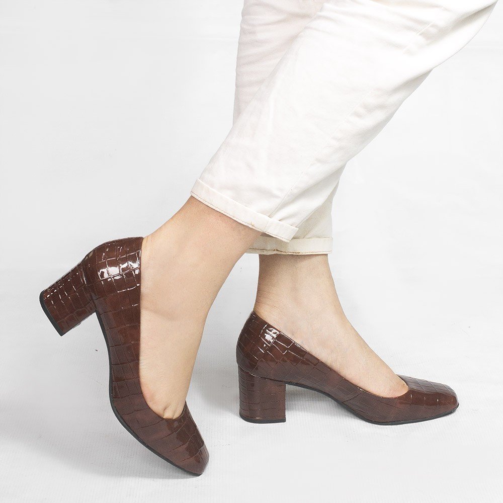 Sapato Retrô Zatta Bico Quadrado Heidi Marrom Marrom 3