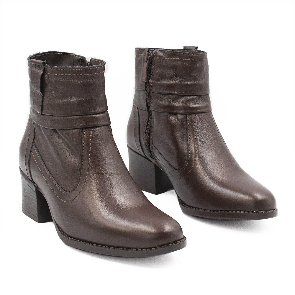 Bota Zatta Drapeada Cano Curto Lauana Marrom Marrom 3