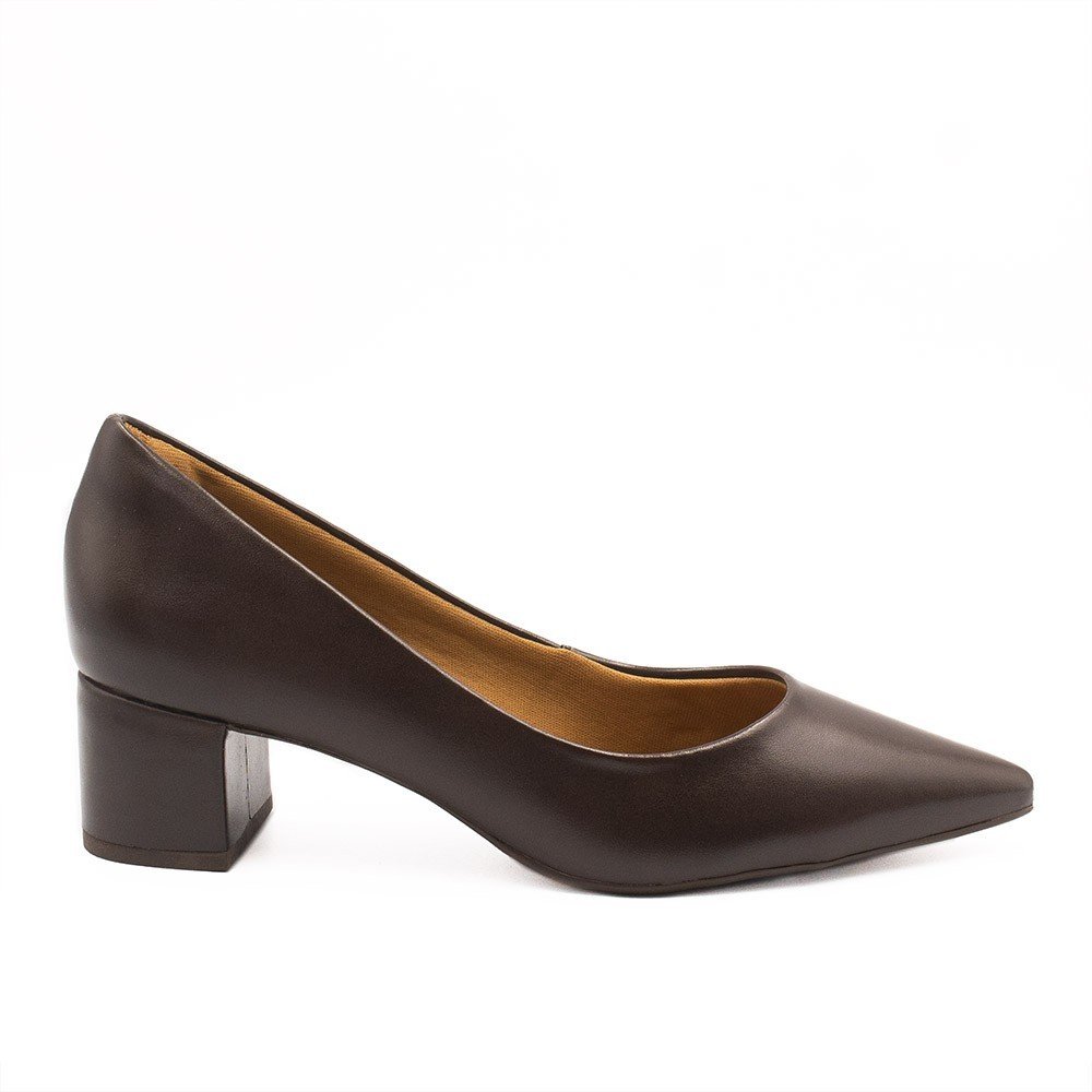 Scarpin Zatta Salto Bloco Baixo Leonor Cafe