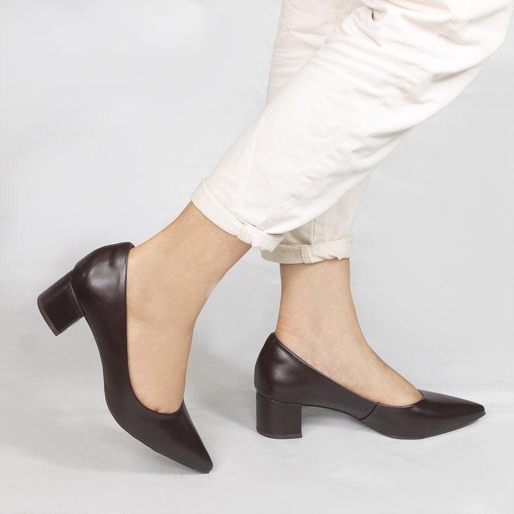 Scarpin Zatta Salto Bloco Baixo Leonor Cafe Marrom 2