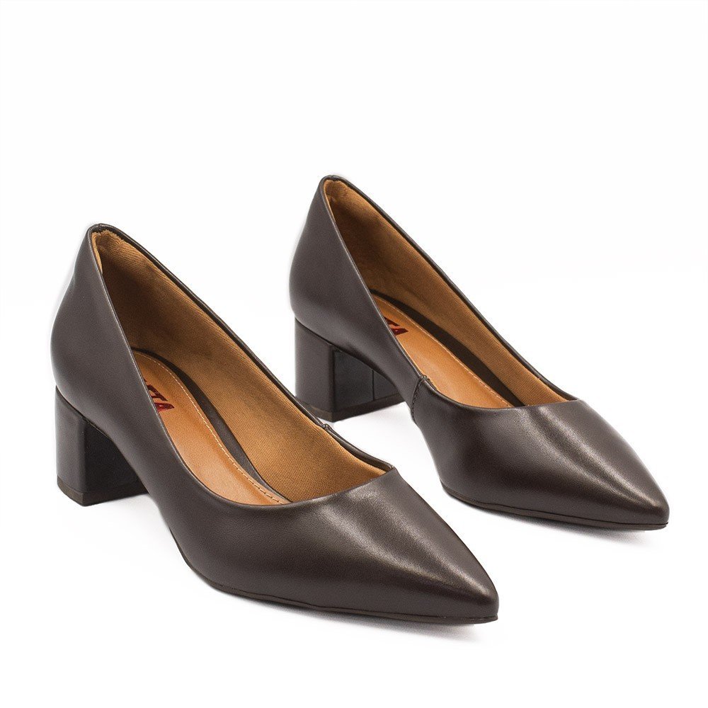 Scarpin Zatta Salto Bloco Baixo Leonor Cafe Marrom 3