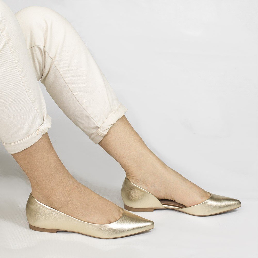 Sapatilha Zatta Aberta na Lateral Mel Dourado Dourado 2