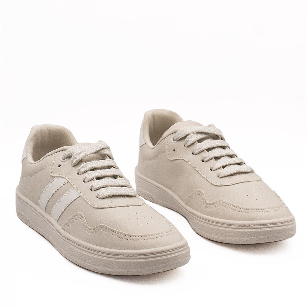 Tenis Zatta Duas Listras Jaqueline Creme Bege 3