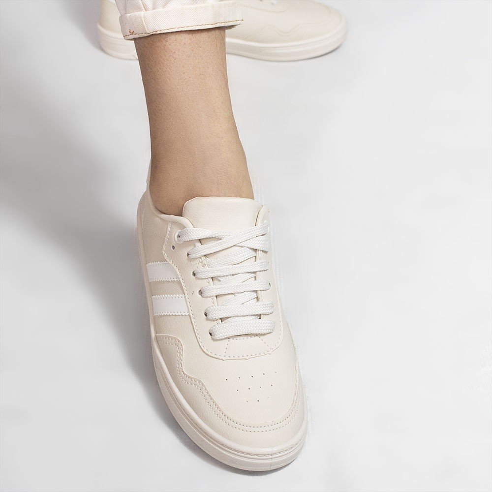 Tenis Zatta Duas Listras Jaqueline Creme Bege 4