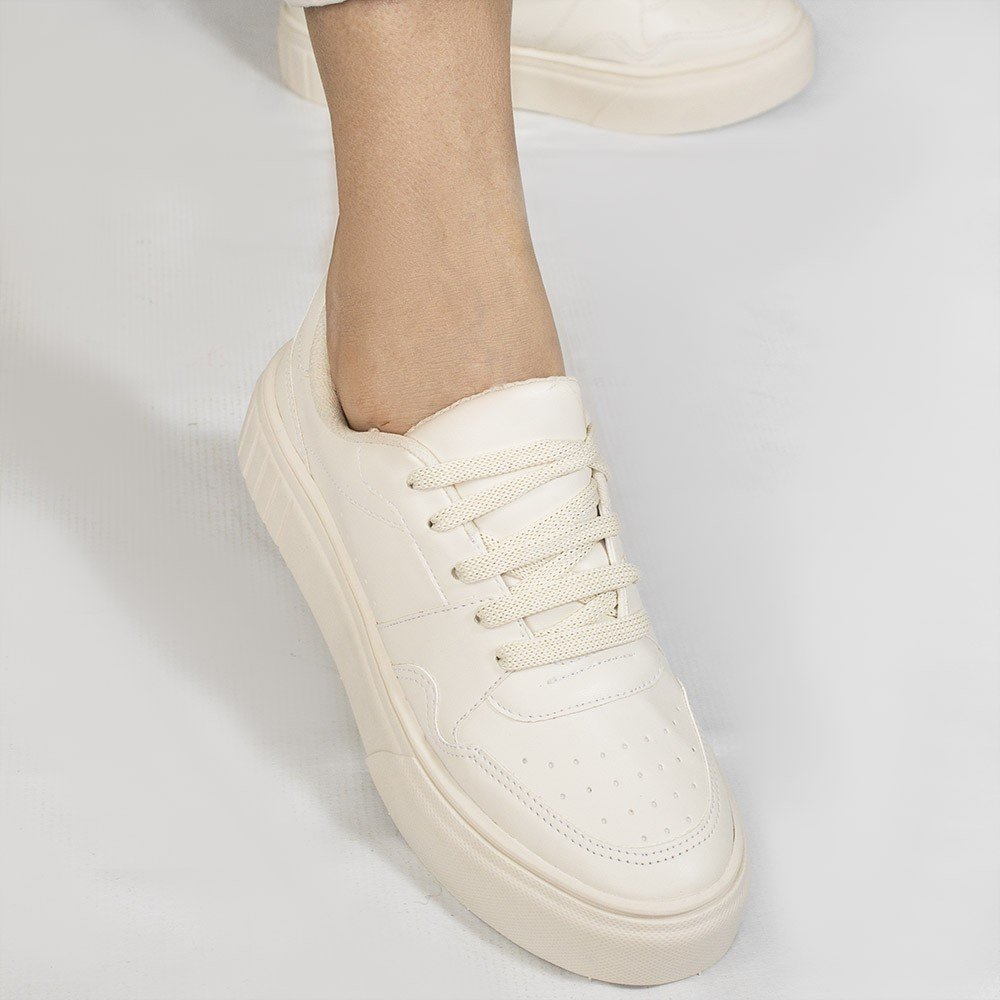 Tênis Casual Zatta Flatform  Kimberly Creme Branco 6