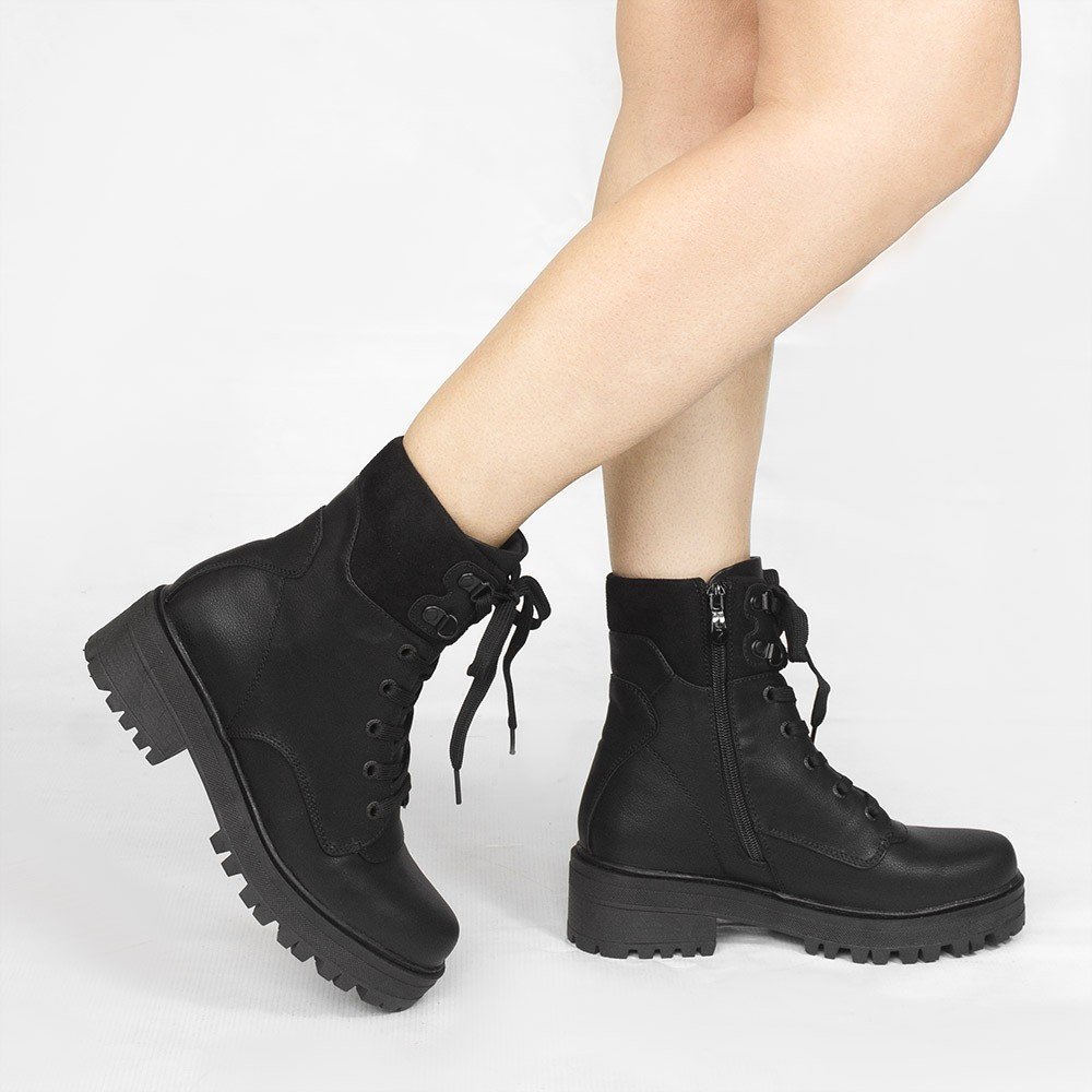 Bota Zatta Tratorada Cadarço Abgail Preta Preto 2