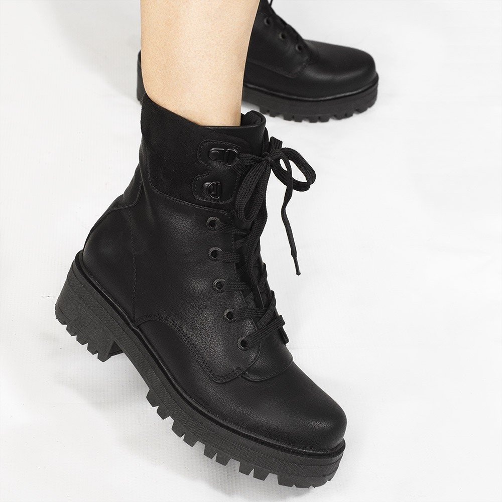 Bota Zatta Tratorada Cadarço Abgail Preta Preto 4