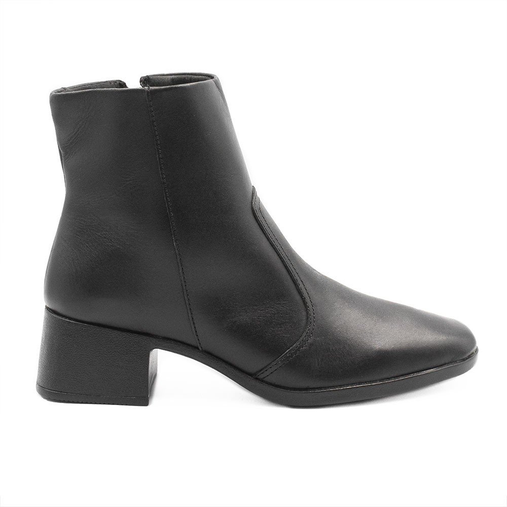 Bota Zatta Bico Quadrado Salto Bloco Couro Clarice Preta
