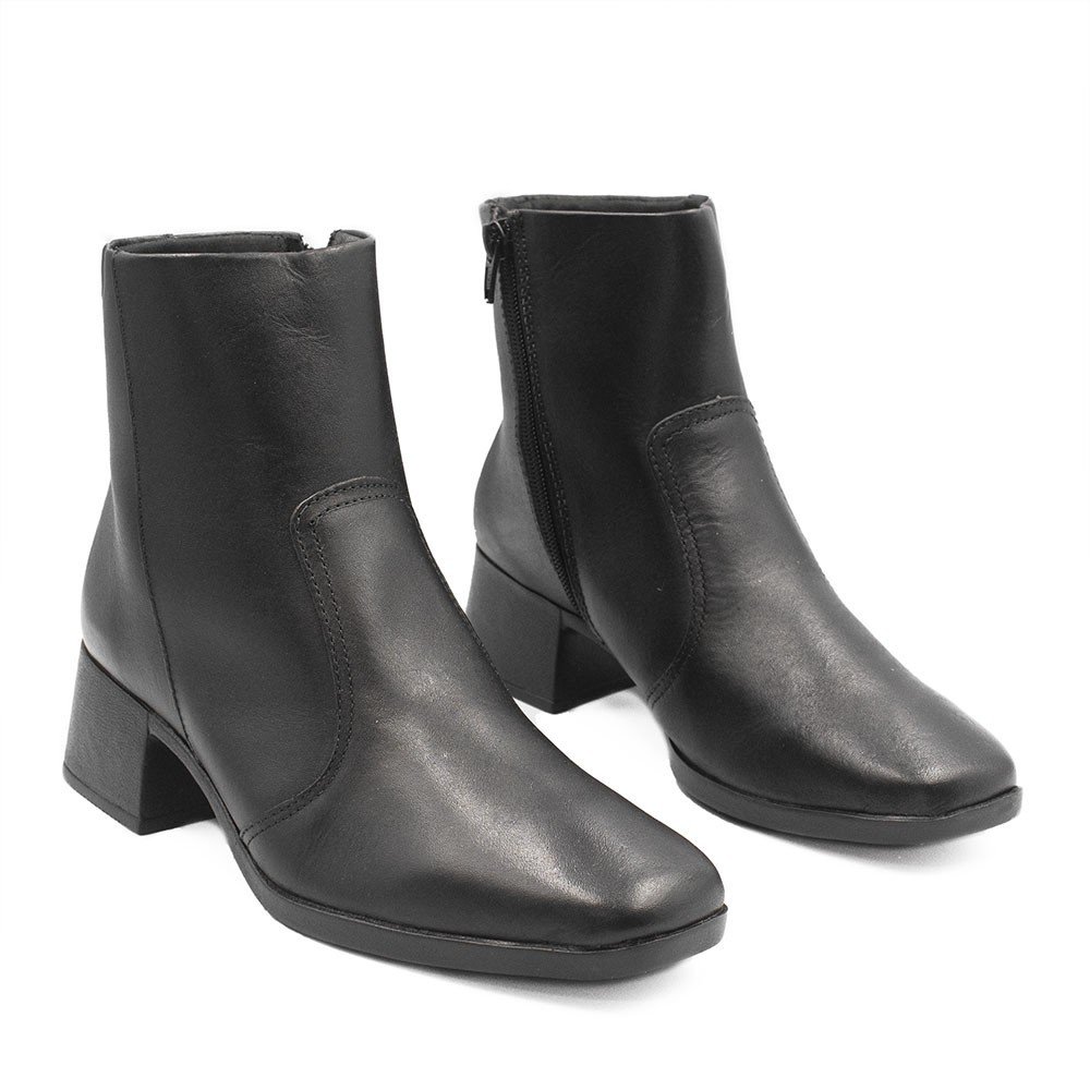 Bota Zatta Bico Quadrado Salto Bloco Couro Clarice Preta Preto 3
