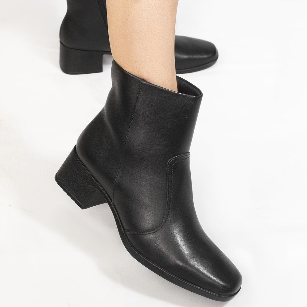 Bota Zatta Bico Quadrado Salto Bloco Couro Clarice Preta Preto 4