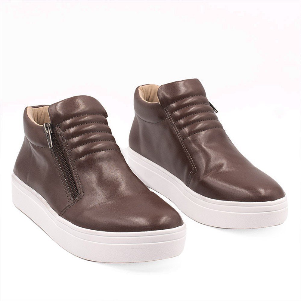 Tênis Boot Feminino Zatta com Zíper Lateral Pathy Marrom Marrom 3