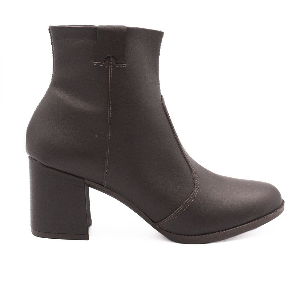 Bota Zatta Salto Bloco Couro Renata  Marrom