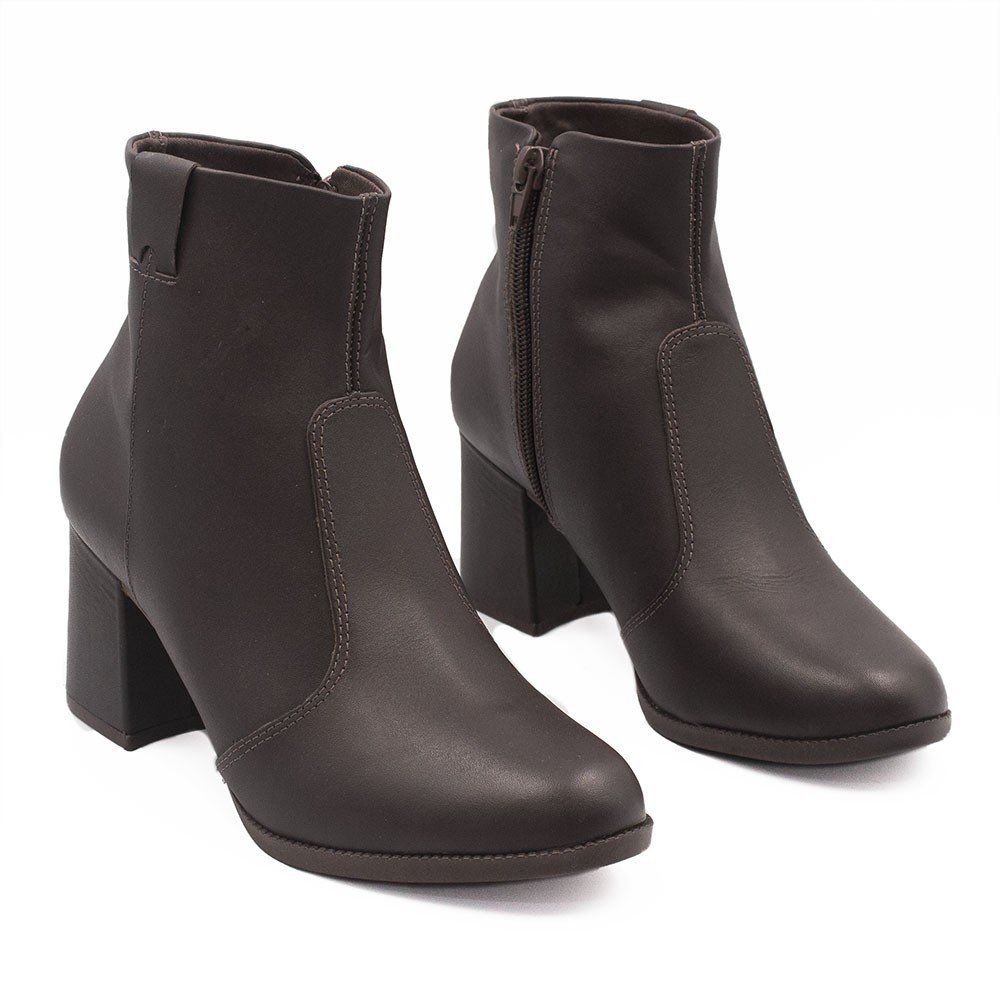 Bota Zatta Salto Bloco Couro Renata Marrom Marrom 3