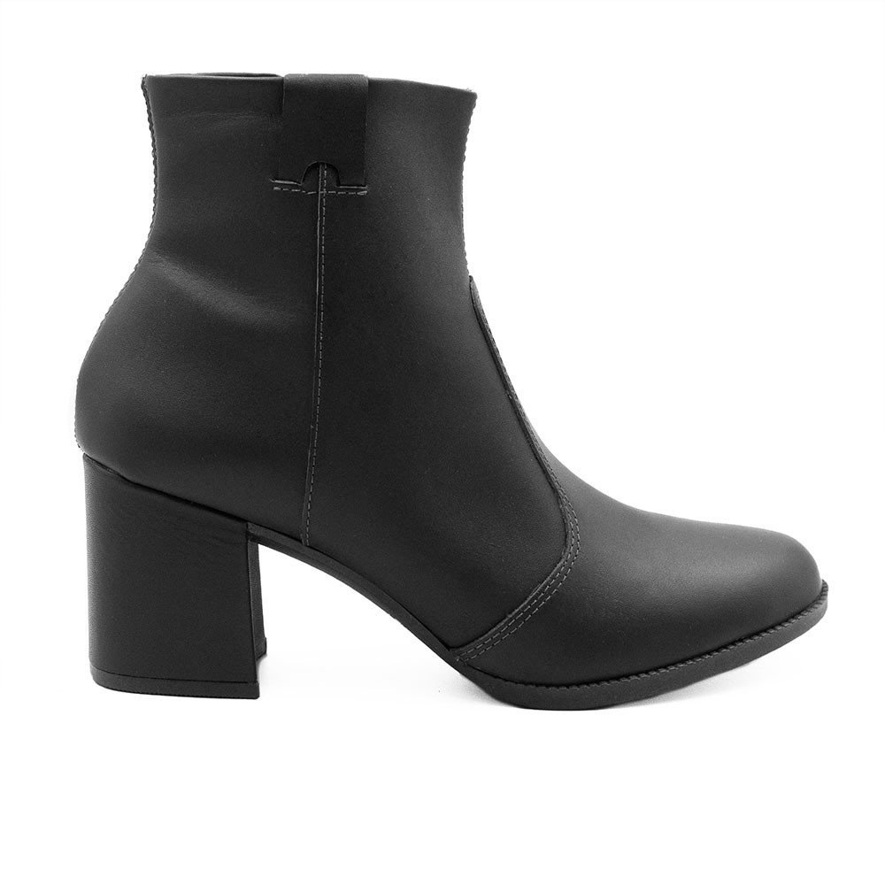 Bota Zatta Salto Bloco Couro Renata  Preta
