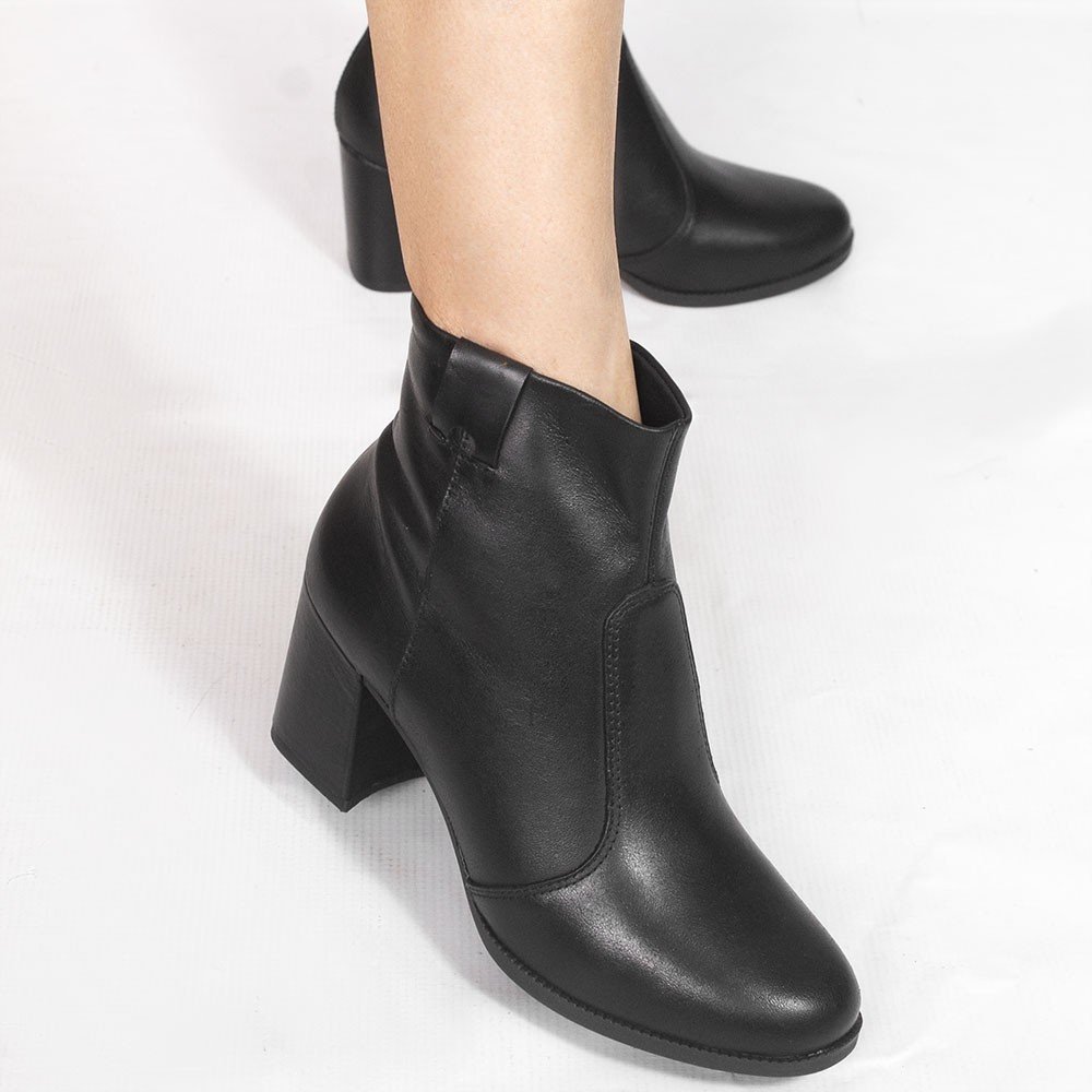 Bota Zatta Salto Bloco Couro Renata Preta Preto 4