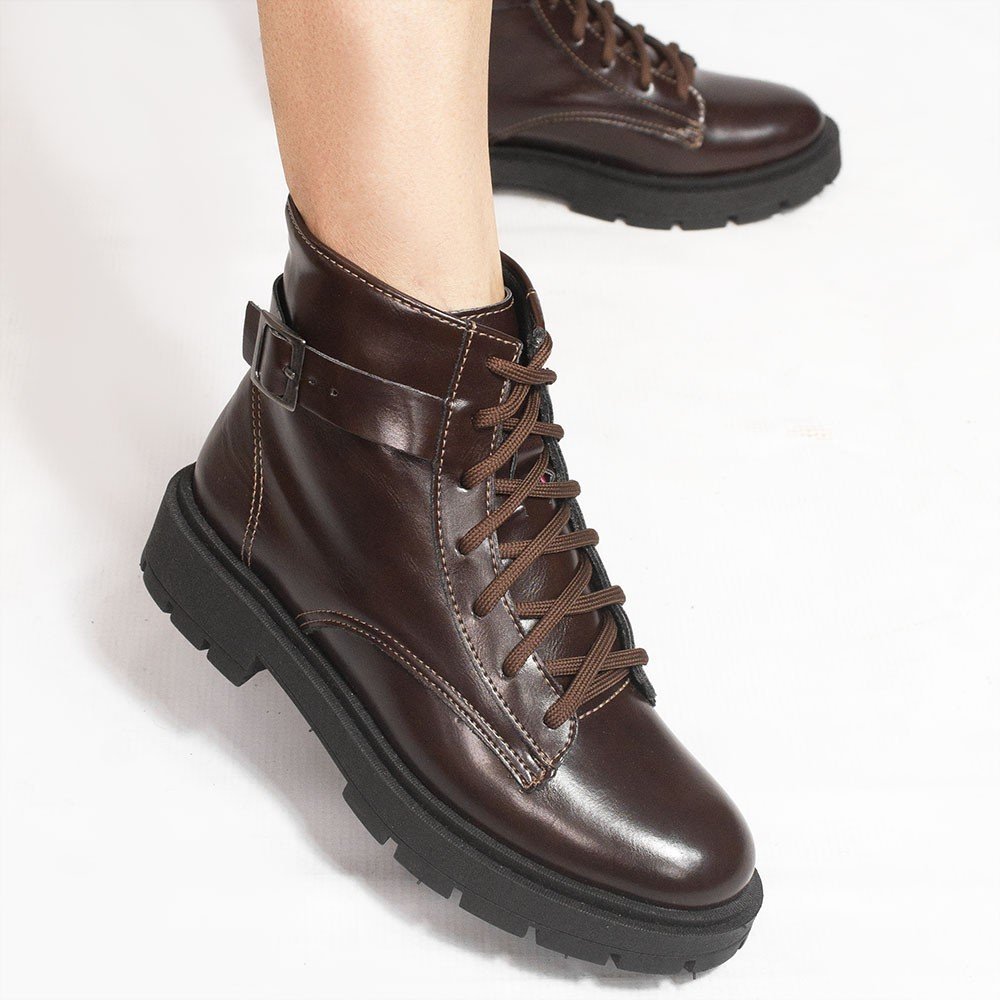 Bota Coturno Zatta Fivela Rafaela Marrom Marrom 4