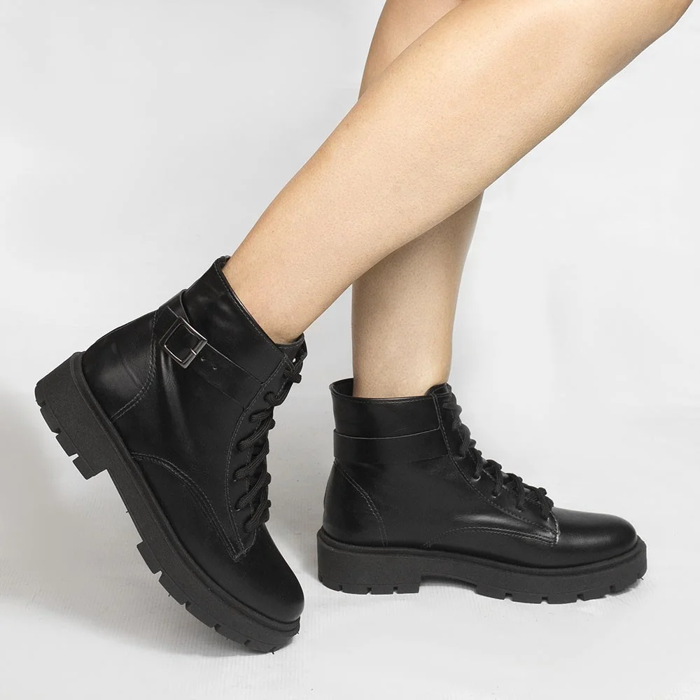 Bota Coturno Zatta Fivela Rafaela Preta Preto 2