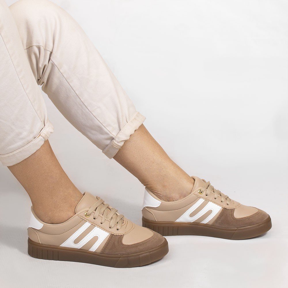 Tênis Zatta Casual Cadarço Fiorella Palha Nude 2