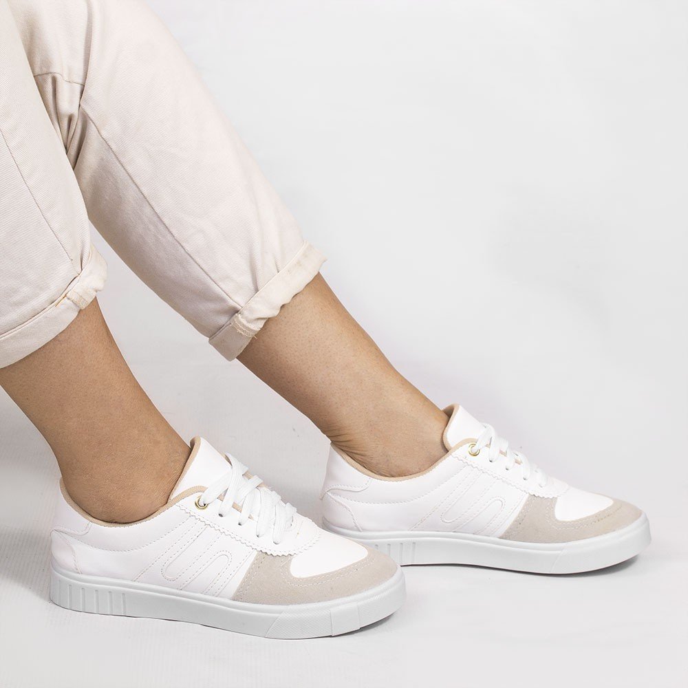 Tênis Zatta Casual Cadarço Fiorella Branco Branco 2