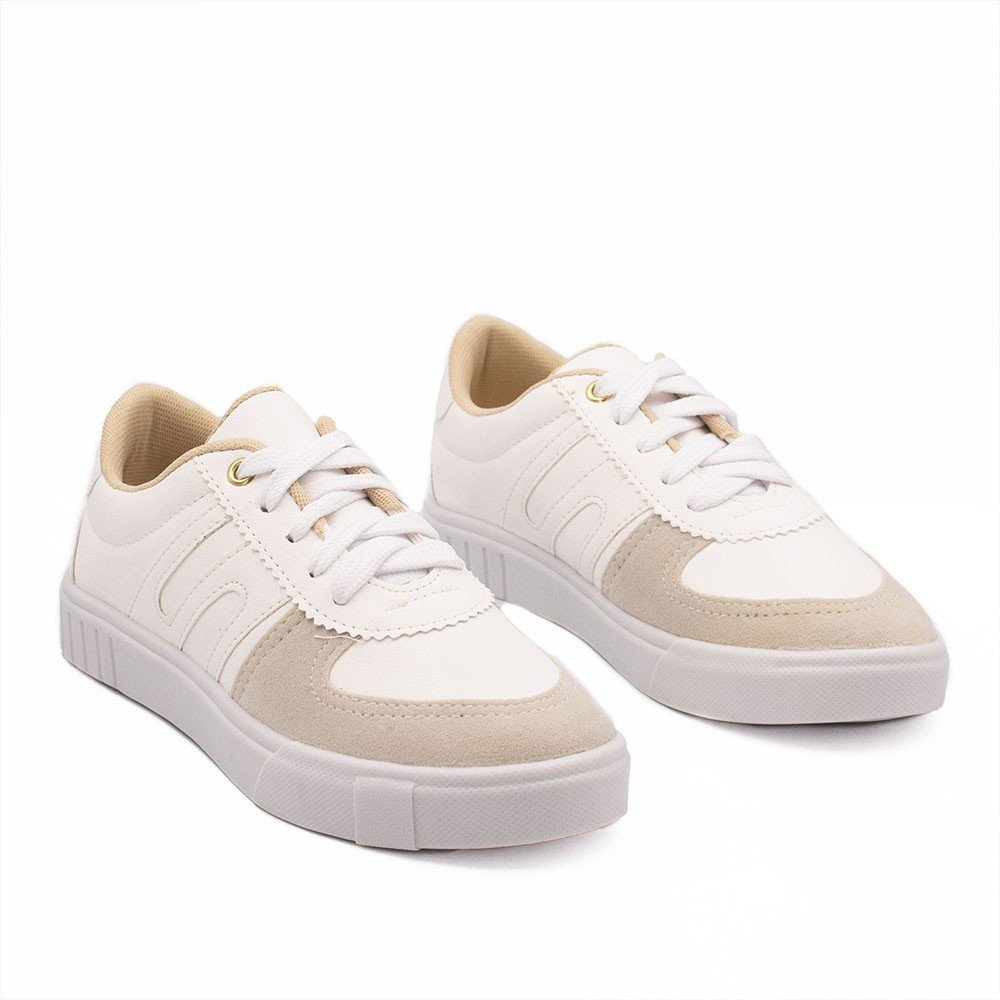 Tênis Zatta Casual Cadarço Fiorella Branco Branco 3