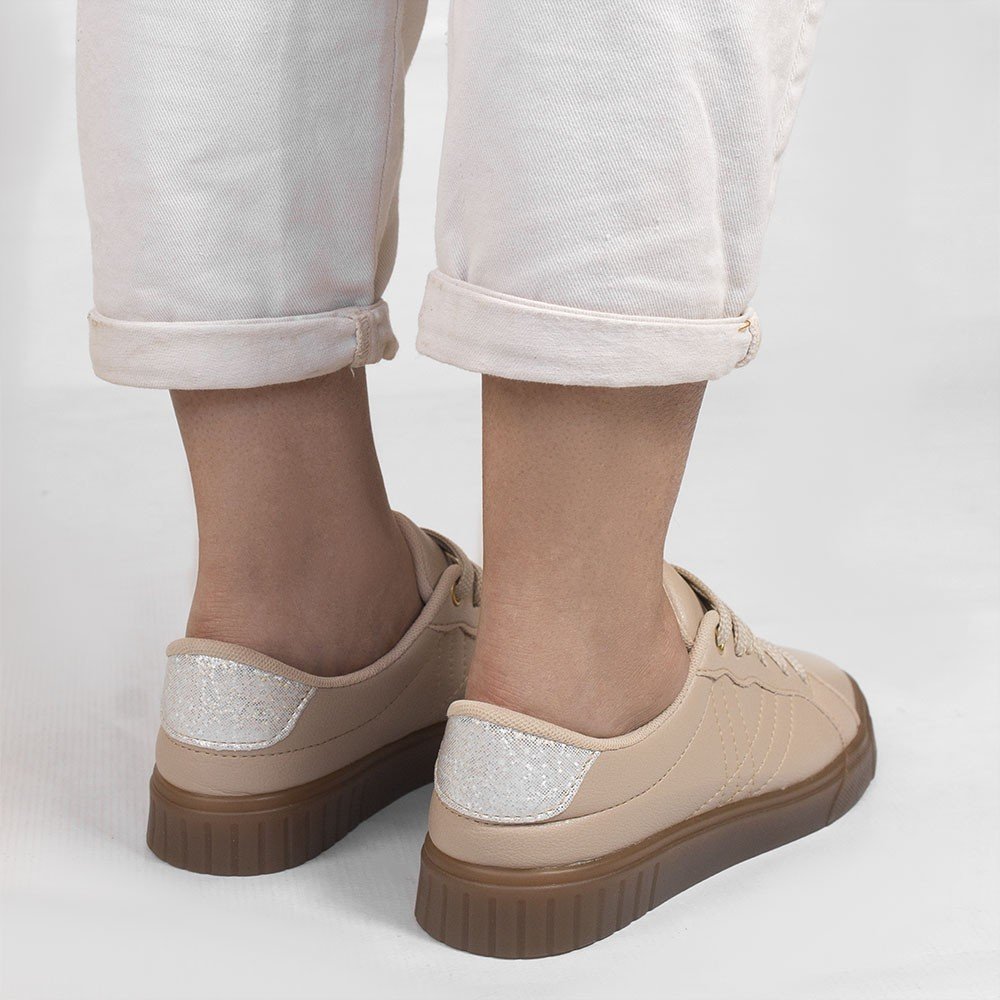 Tênis Zatta Casual Costuras Cinthia Palha Bege 4