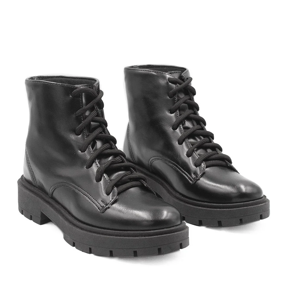 Bota Coturno Zatta Básica Cadarço Raissa Preta Preto 3