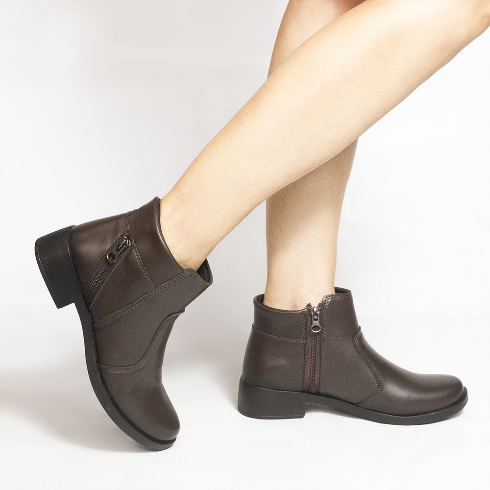 Bota Zatta Montaria Cano Curto Ziper Lateral Jamile Cafe Marrom 2