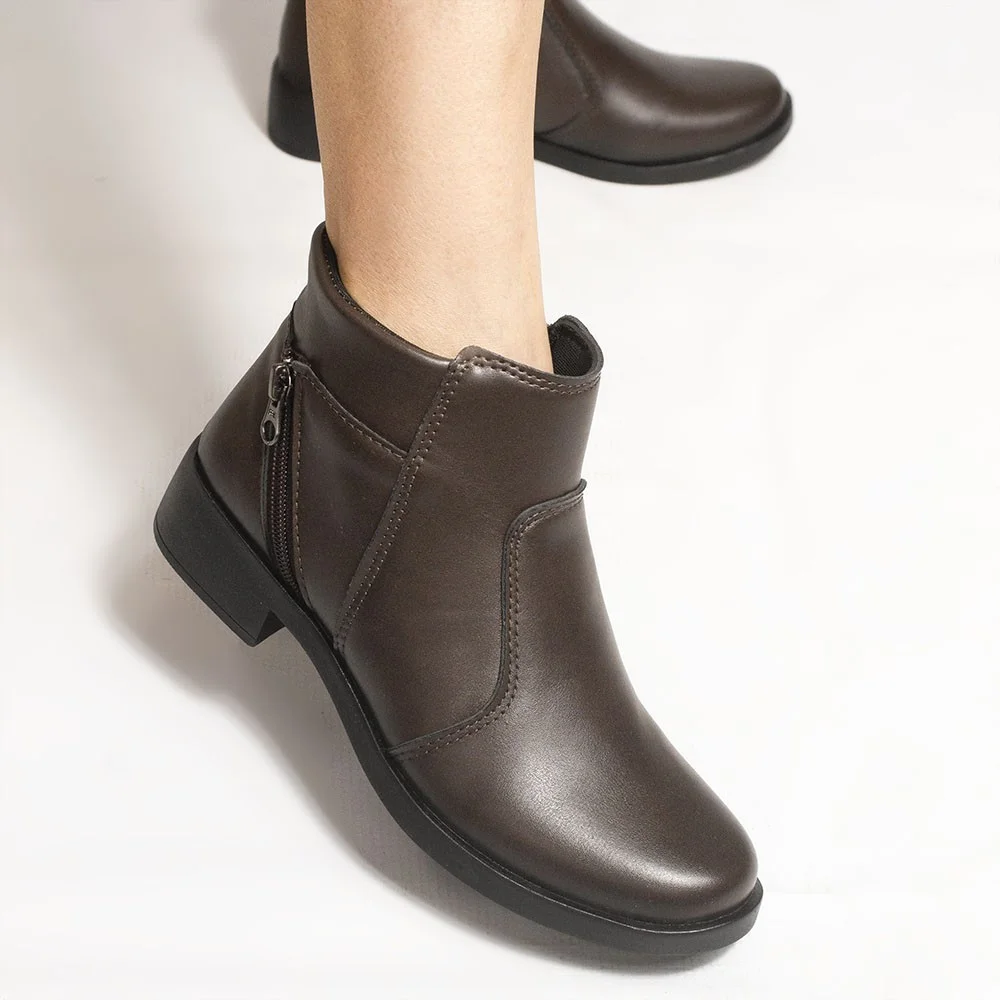 Bota Zatta Montaria Cano Curto Ziper Lateral Jamile Cafe Marrom 4