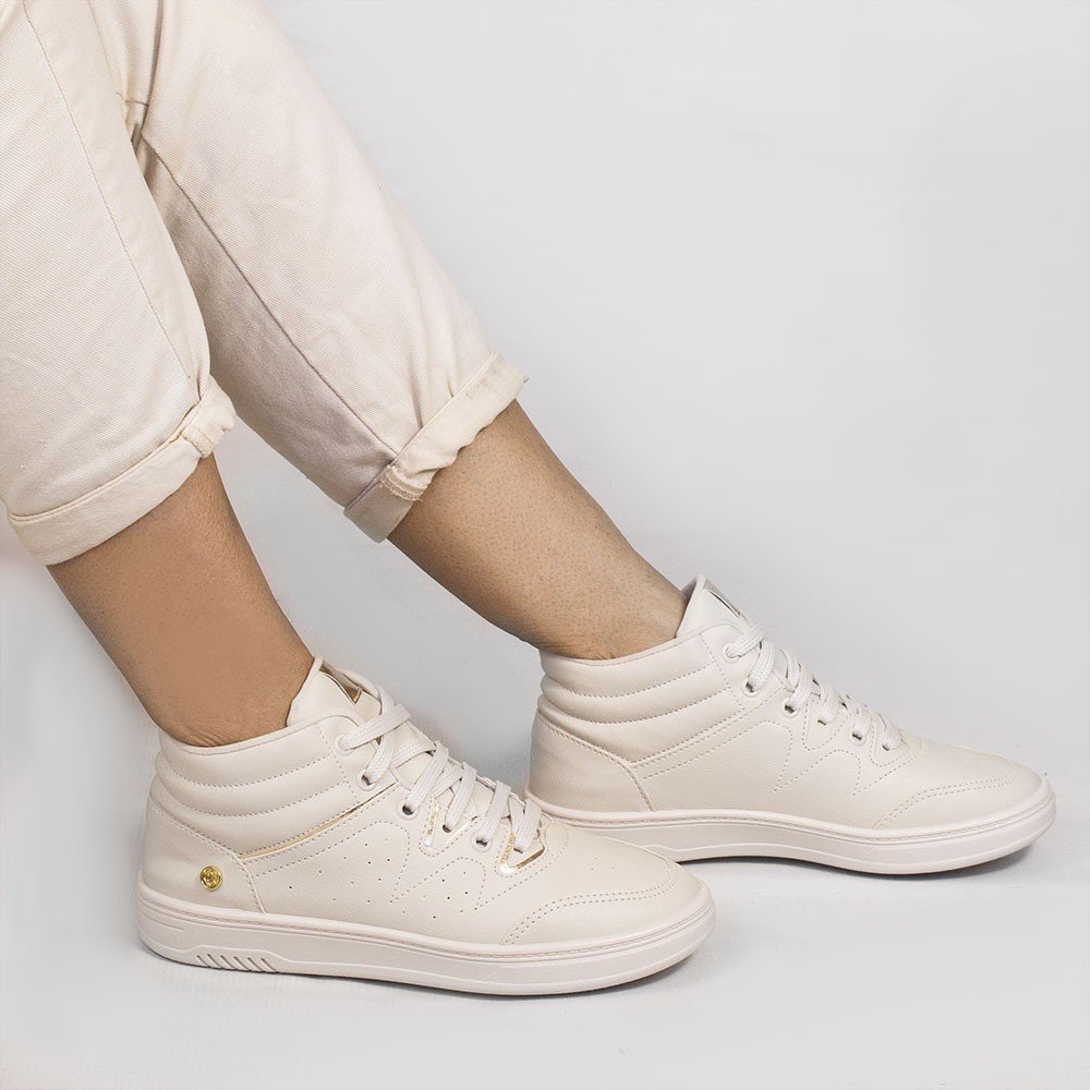 Tênis Zatta Cano Alto Isabela Off White Branco 2