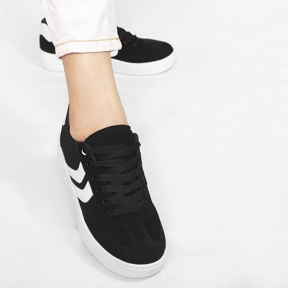 Tênis Zatta Casual Listras Laterias Kalime Preto Preto 4